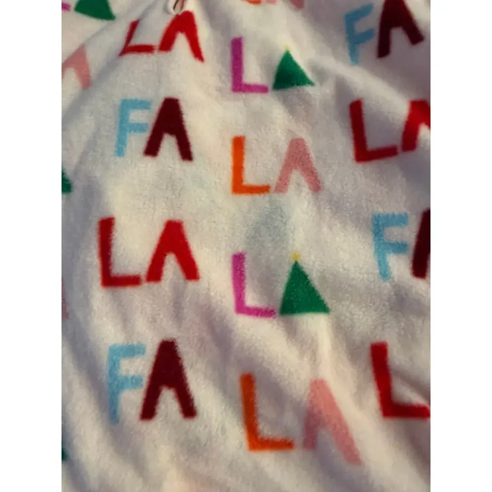Christmas Fa La La Fleece Dog Pajamas with Hood - Fits 16-18 lbs